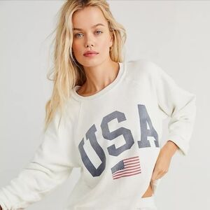 Original Retro Brand USA Crew Sweatshirt in Antique White • Small • Excellent
